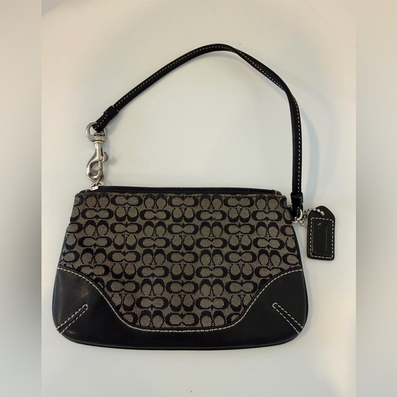 Coach Handbags - Coach Black and Tan Signature Wristlet